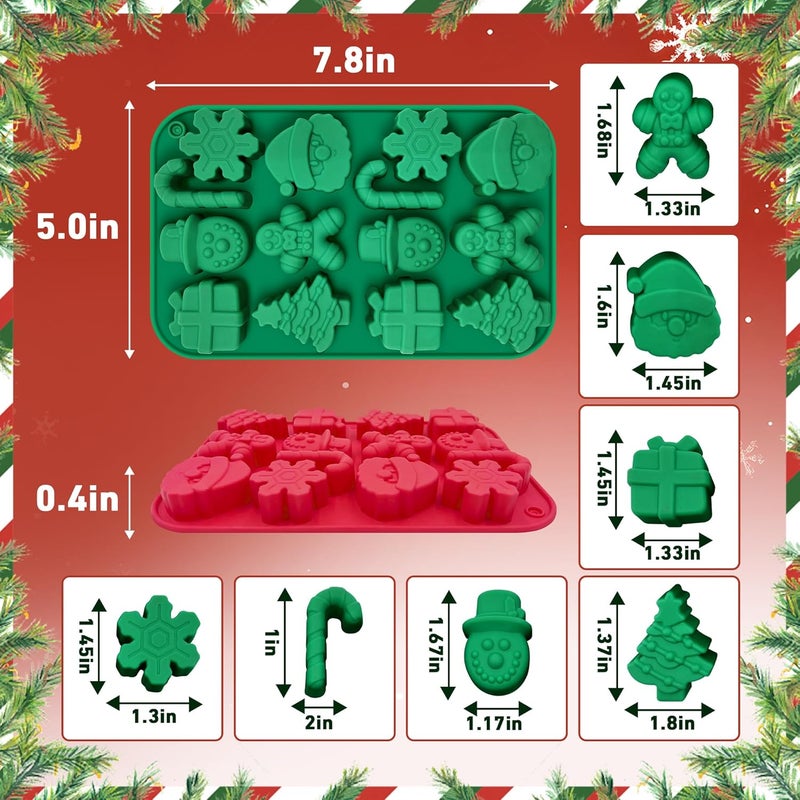 Firleayo Christmas Chocolate Mold 2PCS Christmas Silicone Candy Molds Santa Clause Baking Mold Gingerbread Man Christmas Tree Snowman Silicone Molds for Dessert Candles Ice Cubes Soaps Wax Melts - Image 3